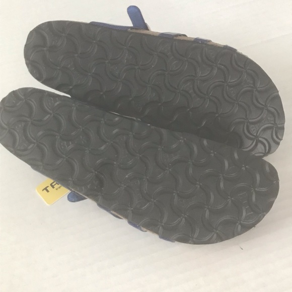 NEW BIRKENSTOCKS Blue Rhinestone Leather Suede Cork Sandals Tatami Size 38 US 7 - Picture 6 of 13